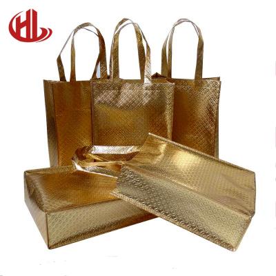 China Customized recyclable golden eco promotion small nonwoven shopping bag for sale