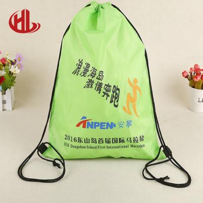 China Recyclable custom made high quality 210d eco polyester drawstring backpack bag with logo for sale