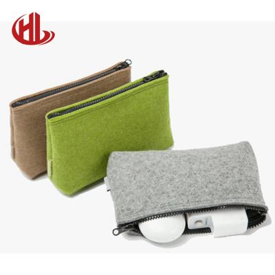 China Custom Bohemian White Mini Small Promotional Bag Organizer Cosmetic Case Colorful Felt Travel Makeup Bag for sale