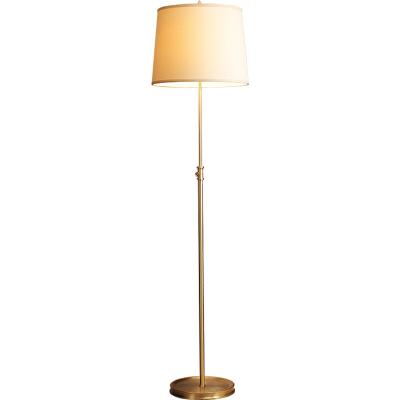 China New Modern American Style Floor Lamp Bedroom Living Room Study Room Fabric Copper Floor Lamp for sale