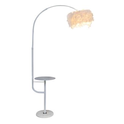 China Modern Nordic feather USB and bedside wireless charging floor lamp with table for sale