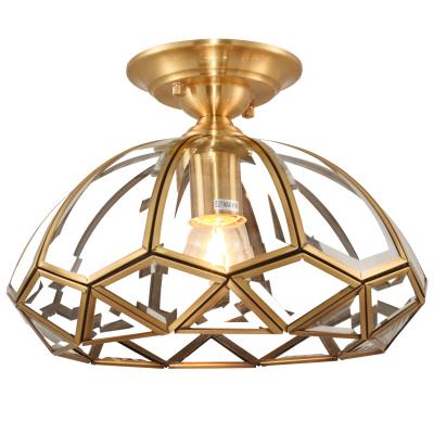 China Modern minimalist American country copper glass ceiling lamp aisle corridor balcony bar ceiling lamp for sale