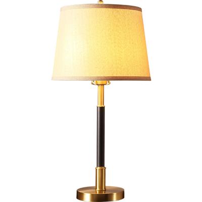 China New American style all-copper fabric bedside table lamp study decorative table lamp for sale