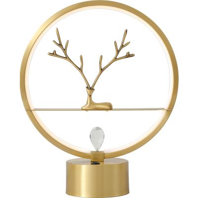 China New Style Nordic Creative Antlers Table Lamp Bedside Table Study Copper Table Lamp for sale