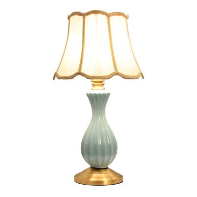 China New Style American Luxury Copper Bedside Study Lamp Table Ceramic Table Lamp for sale