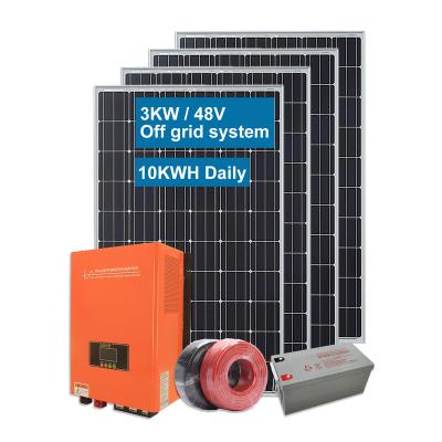 China Factory Supply Solar Energy Storage Complete System Home Solar Kit 3kw Off Hoop Solar System for sale