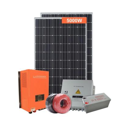 China Home 24 Hours Whole System Kit Price Home Power Energy 5000w Solar Panel Solar Power System for sale