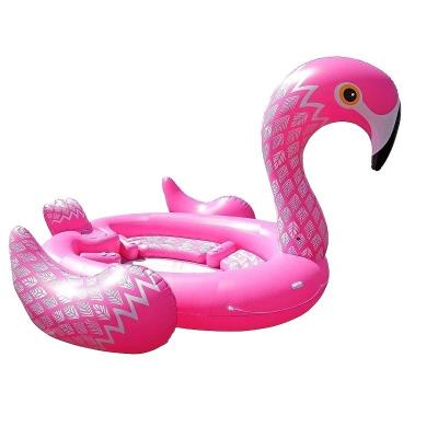 China Inflatable Pink Floating Flamingo Water Play Equipment Party Island Outdoor Swimming Pool Toy Customzine for sale