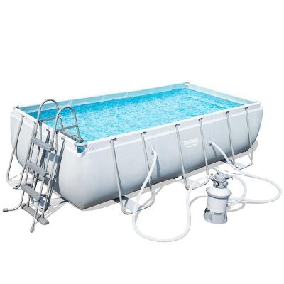 China Bestway 56442outdoor Indoor Family Inflatable Rectangular Above Ground Steel Frame Swimming Pool PVC for sale