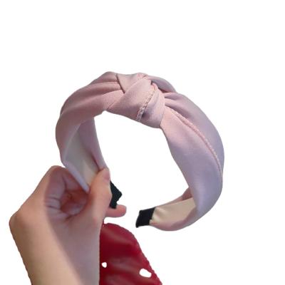 China 2021 Popular New Fashion Solid Color Hair Band Student Headband Knot Snap Adult Hair Clips Small Cool Wide Edge Face for sale