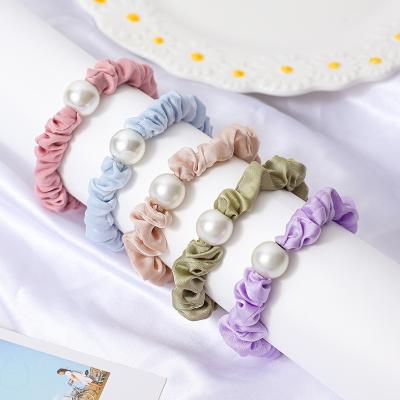 China Popular Wholesale Soft Elastic Hair Bands Bow Ribbon Chiffon Scrunchy Hair Scrunchies For Women Hair Accessories for sale