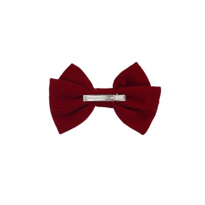 China Large Bowknot Barrette Hairpin Vintage Hair Equipment Big Bow Hair Cloth Clip Women Cloth French Velvet Handmade Accessory for sale