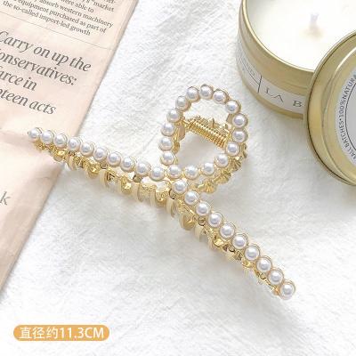 China Popular shiny ladies rhinestone pearl hairpins geometric gold color metal hair claws sweet girls fashion barrettes hair accessories for sale