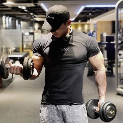 China Wholesale QUICK DRY Fitness Clothing Cotton Spandex Muscle Fitted Exercise Workout Men's Gym Sports T-Shirts for sale