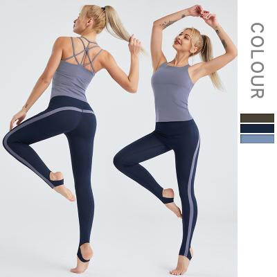 China 2022 Yoga Workout Pants OEM Antibacterial New Manufacturer New Yoga Sets Ribbed Camel Toe Yoga Pant Outfit Woman Fitness Sets for sale