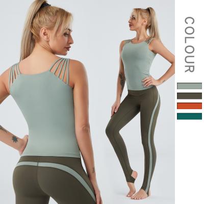 China HY Factory Price Antibacterial Custom Women Yoga Wear Set Activewear Seamless Fitness Yoga Pants Tights Two Piece Set for sale