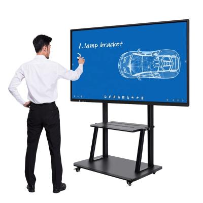 China Education / Office 65 Inch Interactive Flat Screen 4k Panel Dual System Multi Touch Screen Interactive Smart Whiteboard For Conference for sale