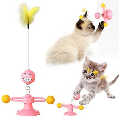 China China ABS Singing Plush Viable Pet Tumbler Supplies 108g Spring Feather Cat Teasing Toys for sale