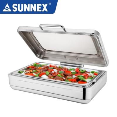 China Stainless Steel SUNNEX Mirror Stainless Steel 8.5Liter Induction Finish Hydraulic Hinged Chafing Plate Tight for sale