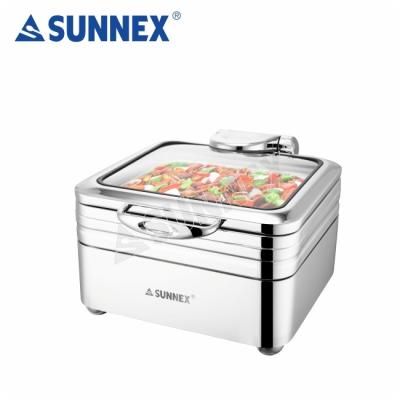 China Sunnex Durable Hot Sale Induction Scarabs with Stained Glass Lid Buffet Chafing Dish Buffet Equipment for sale