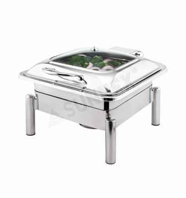 China Stainless steel SUNNEX high polished stainless steel 5.5 liter rectangular. Induction Buffet Warming Dish Food Warmer for sale