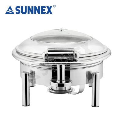 China Unique SUNNEX Stainless Steel Economy All Stainless Steel High Polished Rectangular Buffet Induction Chafing Dish / Hotel Food Warmer for sale