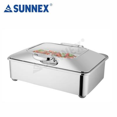 China Durable Sunnex Restaurant Food Hot Warmer Serving Silver Stainless Steel Electric Buffet Server for sale