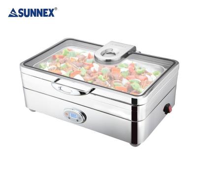 China 18/8 stainless steel & SUNNEX Burano Glass Full Size Electrical Supply Chafing Plate for sale