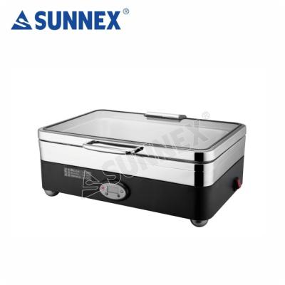 China Fashion SUNNEX High Quality Efficient Normal Electric Food Warmer Lid Glass Chafing Dish for sale