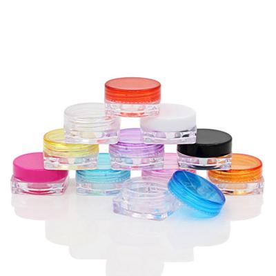 China 3g,5g,PET plastic mini jar square bottom cosmetic eye cream lipbalm jar for sale