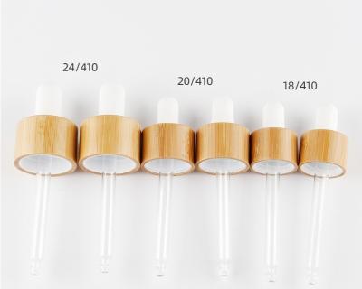 China New Style 18mm20mm 24mm Bamboo Glass Droppers For Essential Oil Glass Bottles Ecofriendly Bamboo Cover Pipetting Lid for sale