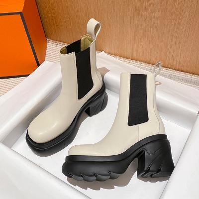 China TX White and Black New Fashion Printed Women Shoes Ankle Knight Boots Platform Leather Women Boot for sale