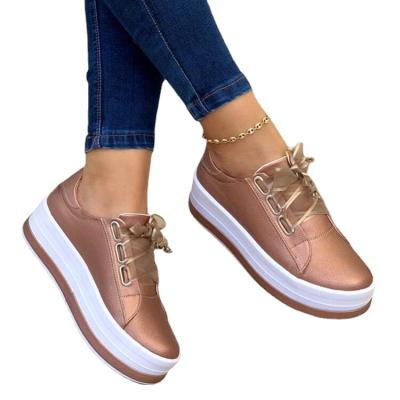 China CUSHIONING TX new fashion plus size platform style walking shoes lace up thick-soled sneakers ladies flats casual shoes for sale