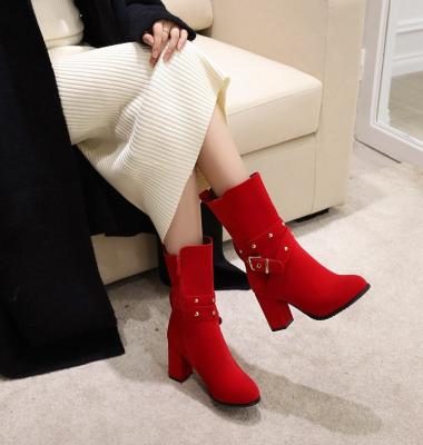 China TX New Arrival Winter Drop Round Ladies Pointed Toe For Women Party Wear Fashion Winter Ladies Chunky Boot for sale