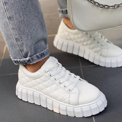 China CUSHIONING TX New Arrival Custom White Lace Non To Slip Unique Ladies Thick Patent Leather Sneaker Casual Women Skateboarding Shoes for sale