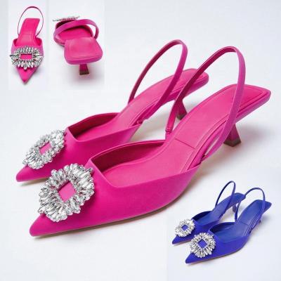 China TX Spring and Summer Waterproof Women Fashion Flat Sandals Rhinestone Headed Mules Lodging Shoes Mules for sale