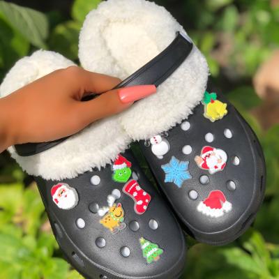 China Newest TX Round Wholesale Winter EVA Fur Lined Clogs Garden Classic Thick-soled Shoes Women's Clogs for sale