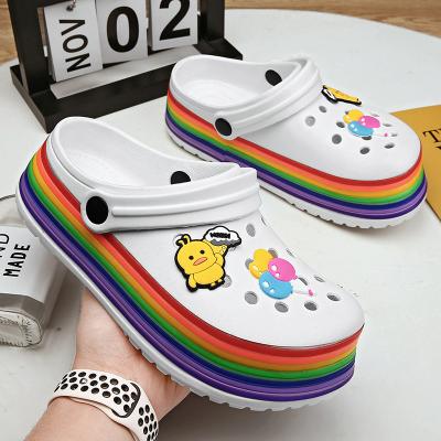 China Other TX Summer Fashion Rainbow Beautiful Women Women Slippers Ladies Chunky Sandals Non-Slip Outdoor Beach Platform Clogs For Outdoor for sale