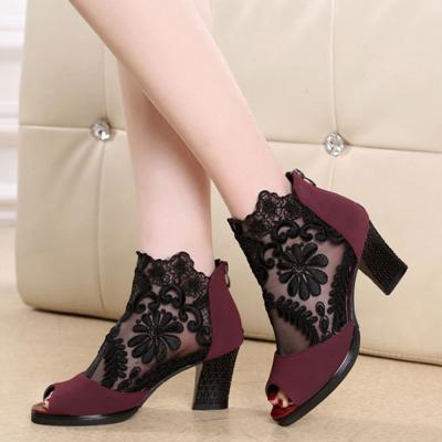 China SHOCK ABSORBING TX 2021 newest designer summer high quality casual lace up women's thick heeled sandals high quality fashion peep-toe for sale