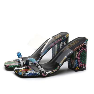 China CUSHIONING new design TX style high quality competitive price casual transparent animal prints tie up wedges sandals heels 2021 for sale