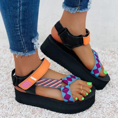 China CUSHIONING TX 2021summer Thick Bottom Color Matching Beach Casual Women's Sandals for sale