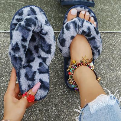 China CUSHIONING Cheap TX Price Ladies Animal Prints Soft Unique Furry Flat Women Faux Slides Flip Flops Indoor Home Slippers for sale