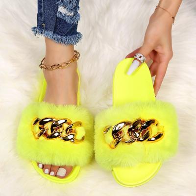 China CUSHIONING TX 2021 new plus-size fall Amazon fluffy slippers European and American plush flat fur fluffy soft slippers for sale