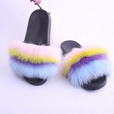 China Fashionable Mixed Fox Fox TX Color Furry EVA Slip On Sandals Slides Foam Kids Shoes Kids Fashion Flat Furry Flat Home Slipper for sale