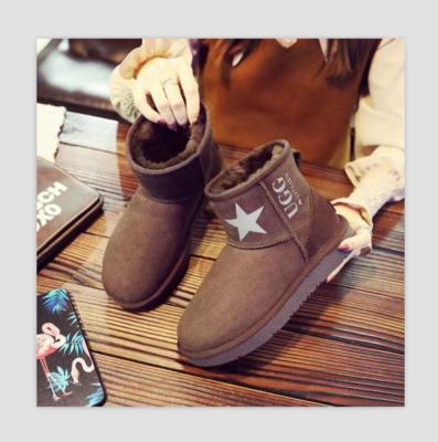 China Genuine Leather Anti-slippery Suede Fur Snowboot Winter Boots Women for sale