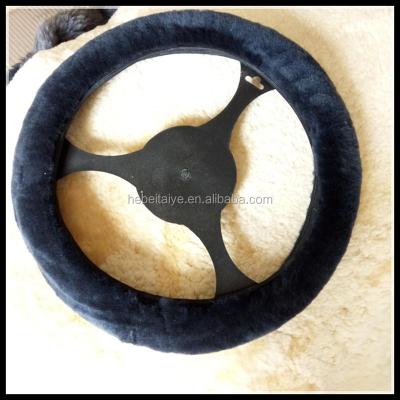 China Washable Sheepskin Wheel Cover Wool Sheepskin Car Steering Wheel Cover for sale