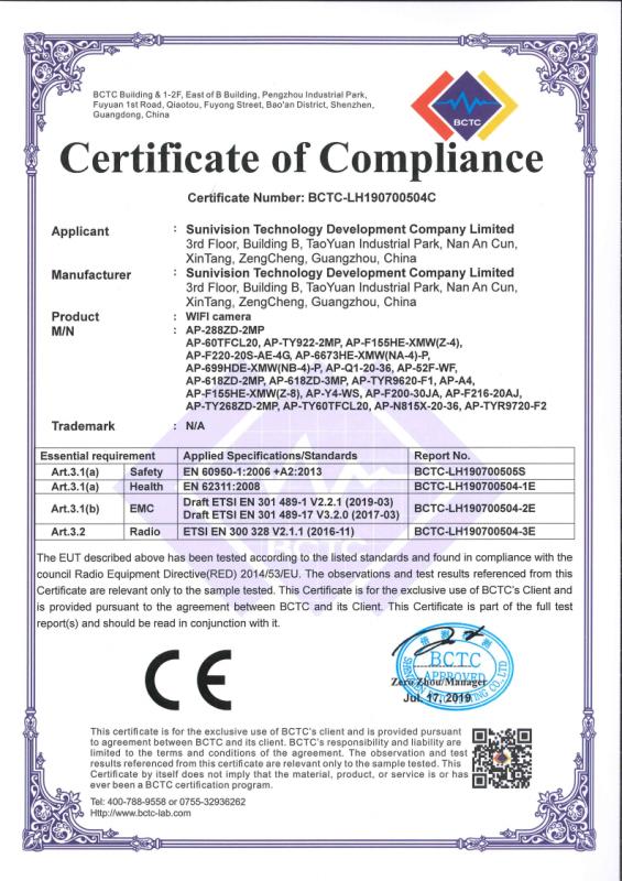 CE - Sunivision Technology Development Co., Ltd.