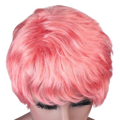 China Body Wave Short Curly Wavy Cosplay Wigs Costume Pink Brazilian Hair Virgin Hair for sale