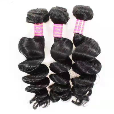 China 100% Real Hair Brazilian Loose Wave Deep Bundles With Closure Virgin Hair Loose Wave Bundles for sale