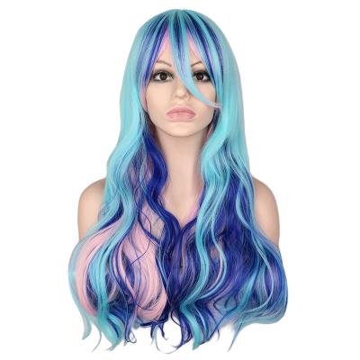 China Anime COS Type 2021 Customer Color Styles All 100% Virgin Hair High Temperature Wire Curly Long Hair Wig for sale